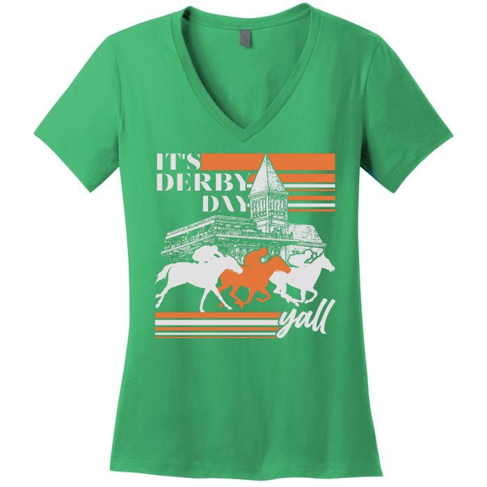 Vintage It's Derby Day Yall Horse Racing Women's V-Neck T-Shirt