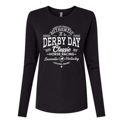 Vintage It's Derby Day Classic Horse Racing Womens Cotton Relaxed Long Sleeve T-Shirt