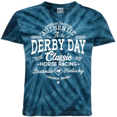 Vintage It's Derby Day Classic Horse Racing Kids Tie-Dye T-Shirt