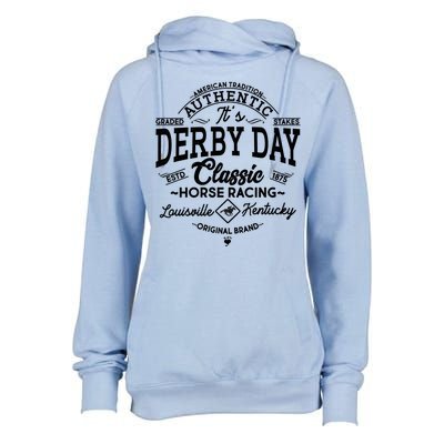 Vintage It's Derby Day Classic Horse Racing Womens Funnel Neck Pullover Hood