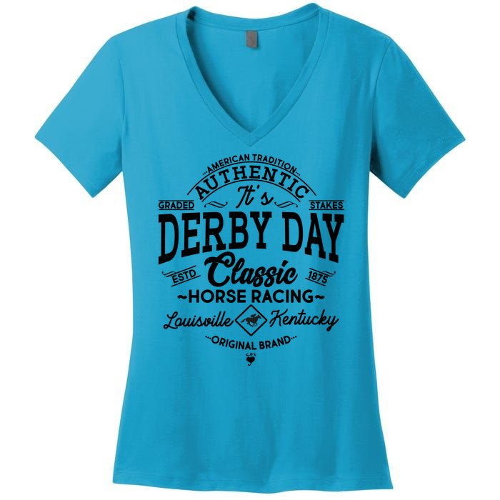 Vintage It's Derby Day Classic Horse Racing Women's V-Neck T-Shirt