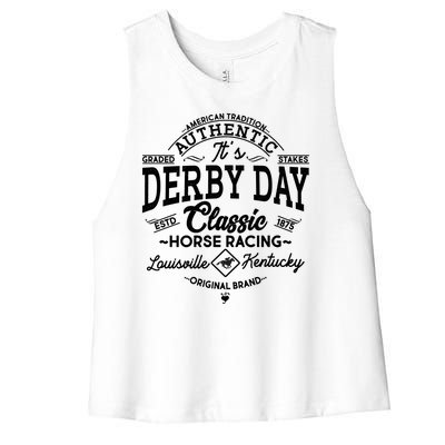 Vintage It's Derby Day Classic Horse Racing Women's Racerback Cropped Tank