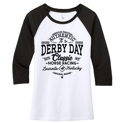 Vintage It's Derby Day Classic Horse Racing Women's Tri-Blend 3/4-Sleeve Raglan Shirt