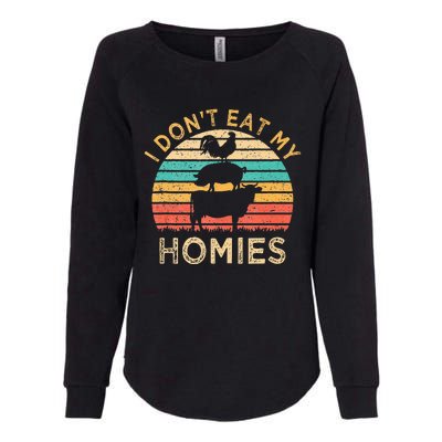 Vegetarian I Dont Eat My Homies Funny Vegan Retro Womens California Wash Sweatshirt