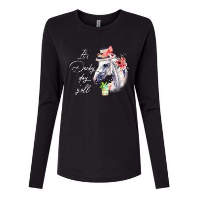 Vintage Its Derby 150 Yall 150th Horse Racing Derby Day 2024 Womens Cotton Relaxed Long Sleeve T-Shirt