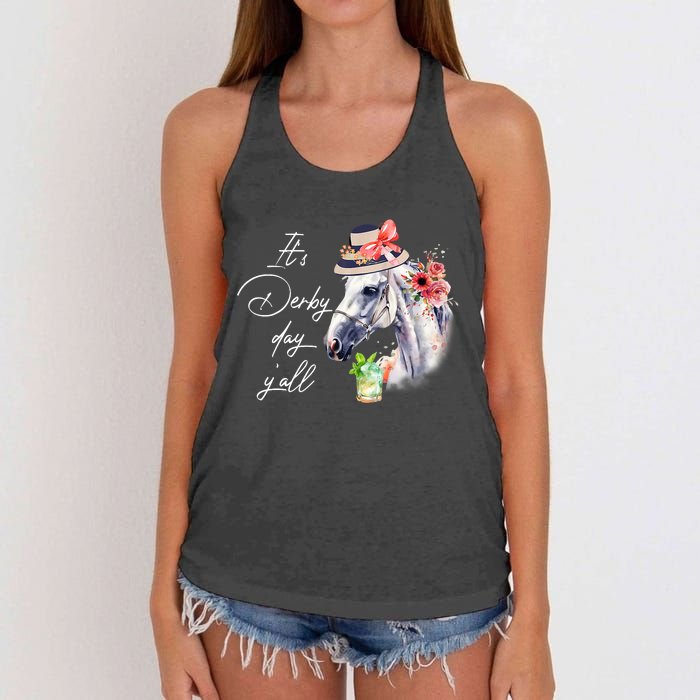 Vintage Its Derby 150 Yall 150th Horse Racing Derby Day 2024 Women's Knotted Racerback Tank