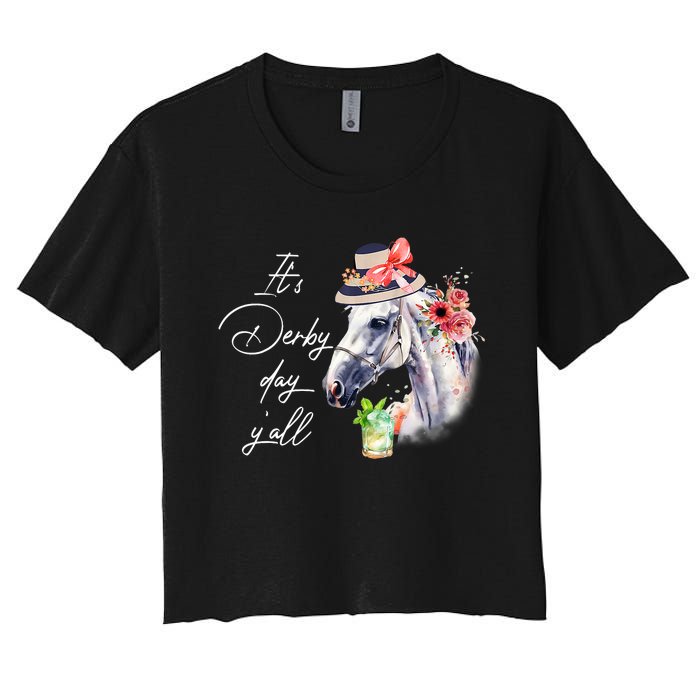 Vintage Its Derby 150 Yall 150th Horse Racing Derby Day 2024 Women's Crop Top Tee