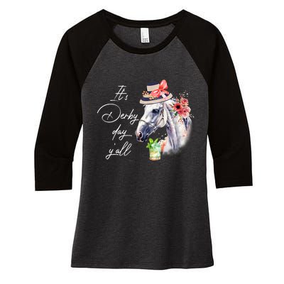 Vintage Its Derby 150 Yall 150th Horse Racing Derby Day 2024 Women's Tri-Blend 3/4-Sleeve Raglan Shirt