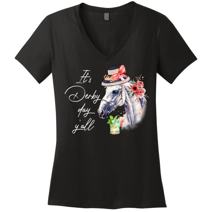 Vintage Its Derby 150 Yall 150th Horse Racing Derby Day 2024 Women's V-Neck T-Shirt