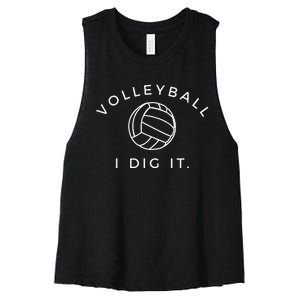 Volleyball I Dig It. Funny Volleyball Quote Women's Racerback Cropped Tank