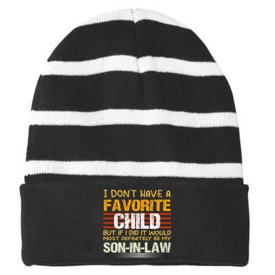 Vintage I Dont Have A Favorite Child Striped Beanie with Solid Band