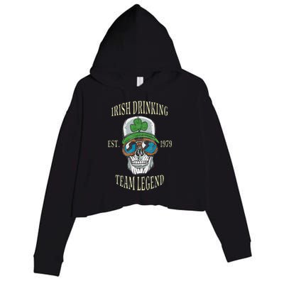 Vintage Irish Drinking Team Lucky Skull Legend Crop Fleece Hoodie