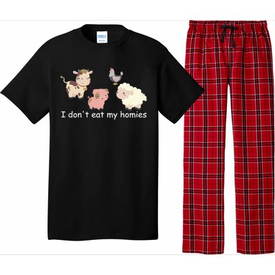 Vegetarian I Dont Eat My Homies Fun Vegan Love Animals Tee Gift Pajama Set