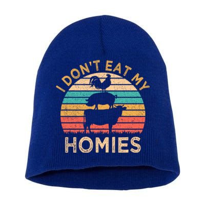 Vegetarian I Don't Eat My Homies Funny Vegan Retro Gift Short Acrylic Beanie