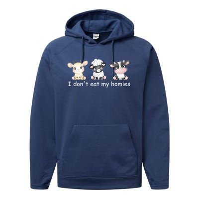 Vegetarian I Dont Eat My Homies Fun Vegan Love Cute Animals Gift Performance Fleece Hoodie