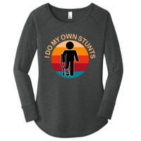 Vintage I Do My Own Stunts Get Well Gift Funny Injury Leg Women's Perfect Tri Tunic Long Sleeve Shirt