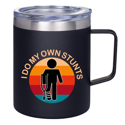 Vintage I Do My Own Stunts Get Well Gift Funny Injury Leg 12oz Stainless Steel Coffee Mug