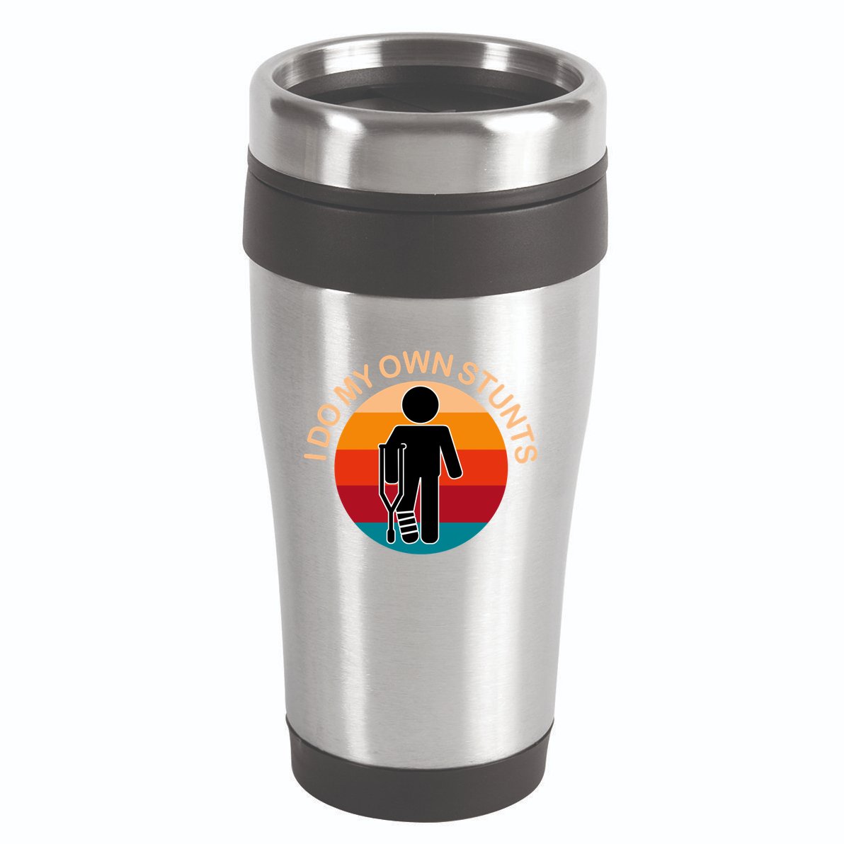 Vintage I Do My Own Stunts Get Well Gift Funny Injury Leg 16oz Travel Tumbler