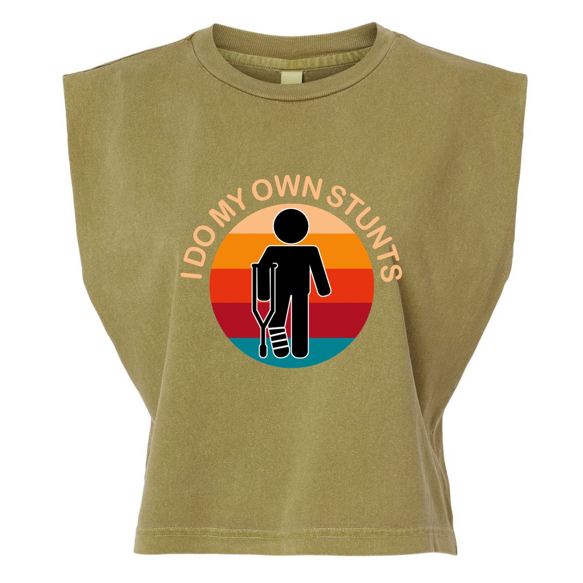 Vintage I Do My Own Stunts Get Well Gift Funny Injury Leg Garment-Dyed Women's Muscle Tee