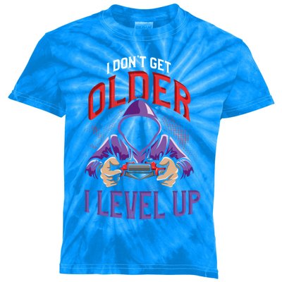 Vintage I Dont Get Older I Level Up Gamer Birthday Gift Kids Tie-Dye T-Shirt