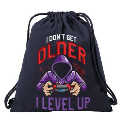 Vintage I Dont Get Older I Level Up Gamer Birthday Gift Drawstring Bag