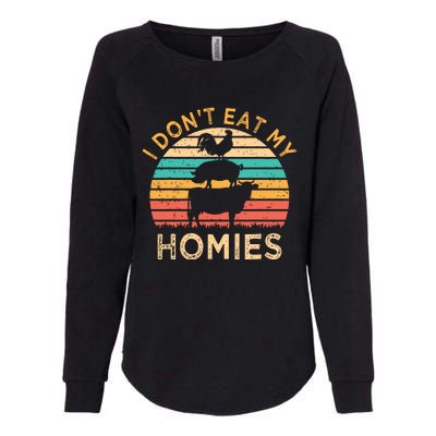 Vegetarian I Dont Eat My Homies Funny Vegan Retro Womens California Wash Sweatshirt