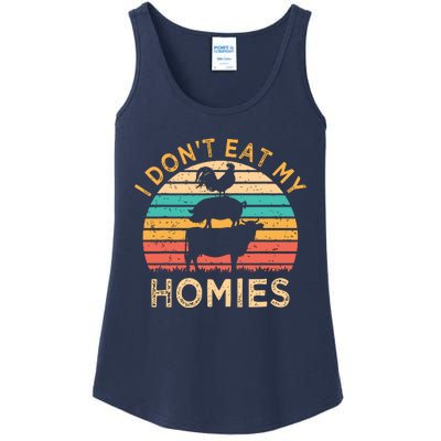 Vegetarian I Dont Eat My Homies Funny Vegan Retro Ladies Essential Tank