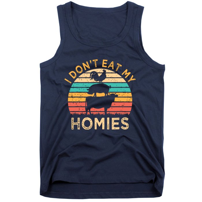 Vegetarian I Dont Eat My Homies Funny Vegan Retro Tank Top