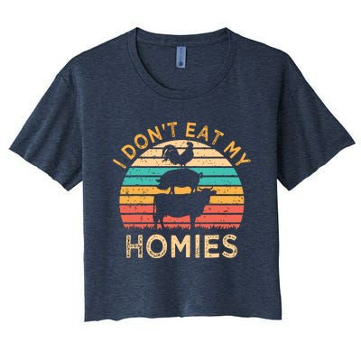 Vegetarian I Dont Eat My Homies Funny Vegan Retro Women's Crop Top Tee