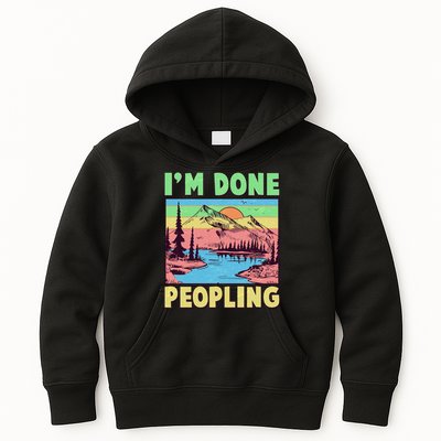 Vintage I'm Done Peopling Great Outdoors Nature Camping Fan Kids Hoodie