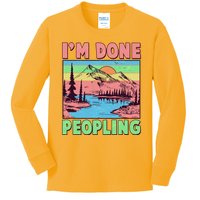 Vintage I'm Done Peopling Great Outdoors Nature Camping Fan Kids Long Sleeve Shirt