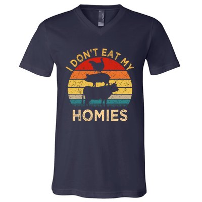 Vegetarian I DonT Eat My Homies | Turkey Day Thanksgiving V-Neck T-Shirt