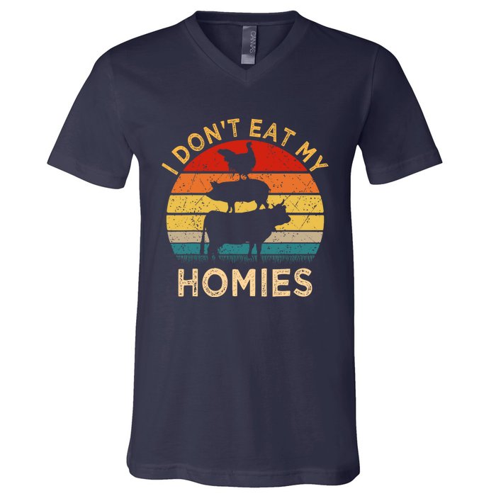 Vegetarian I DonT Eat My Homies | Turkey Day Thanksgiving V-Neck T-Shirt