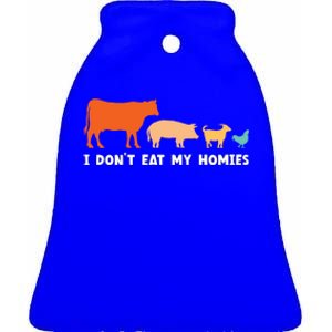 Vegan I Dont Eat My Homies Funny Vegetarian Gift Ceramic Bell Ornament