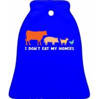 Vegan I Dont Eat My Homies Funny Vegetarian Gift Ceramic Bell Ornament