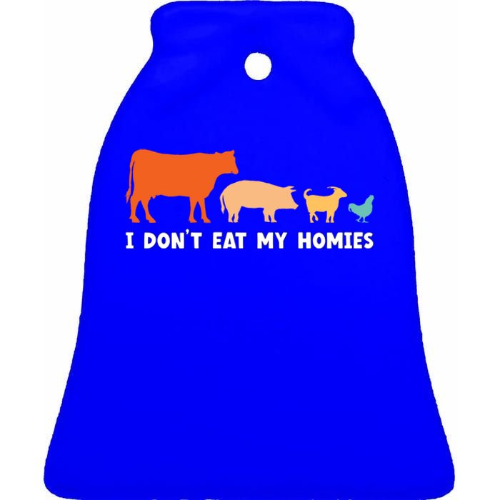 Vegan I Dont Eat My Homies Funny Vegetarian Gift Ceramic Bell Ornament