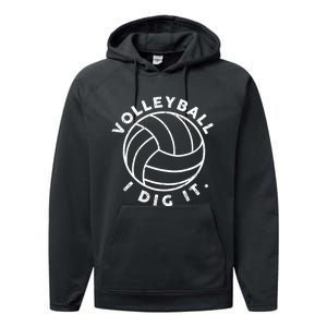 Volleyball I Dig It Funny Performance Fleece Hoodie