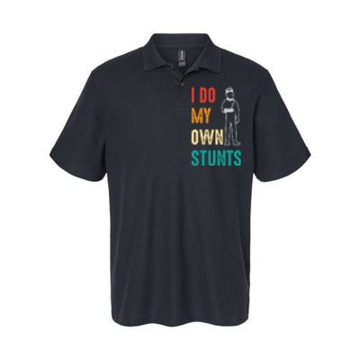 Vintage I Do My Own Stunts Funny Gift Softstyle Adult Sport Polo