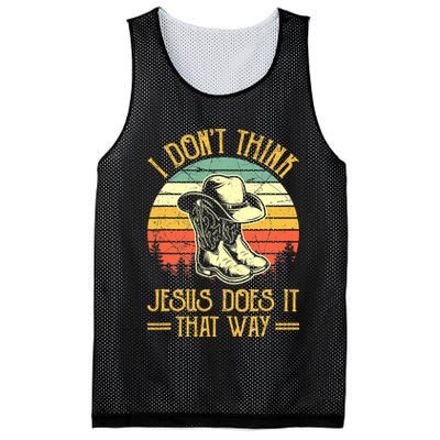 Vintage I Don't Think Jesus Does It That Way Southern Western Mesh Reversible Basketball Jersey Tank