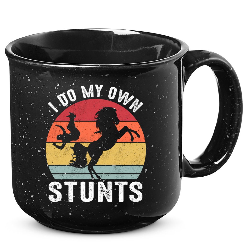 Vintage I Do My Own Stunts Broken Bone Horse Women Men Gift 15oz Campfire Ceramic Mug
