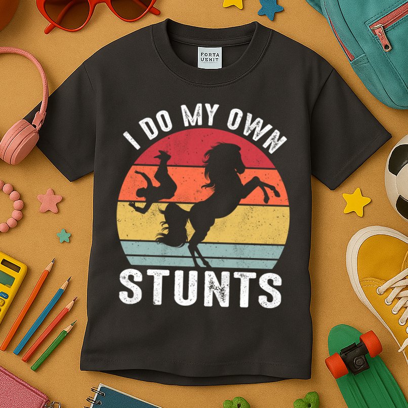 Vintage I Do My Own Stunts Broken Bone Horse Women Men Gift Kids T-Shirt