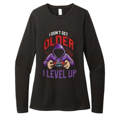 Vintage I Dont Get Older I Level Up Gamer Birthday Gift Womens CVC Long Sleeve Shirt