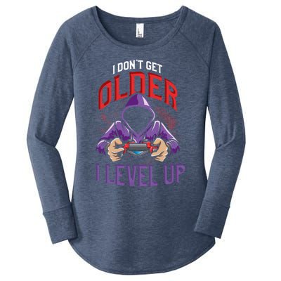 Vintage I Dont Get Older I Level Up Gamer Birthday Gift Women's Perfect Tri Tunic Long Sleeve Shirt