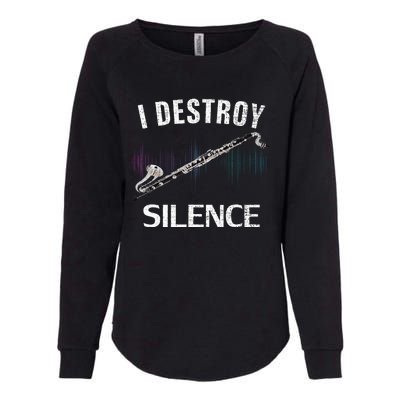 Vintage I Destroy Silence Bass Clarinet Funny Orchestra Gift Womens California Wash Sweatshirt