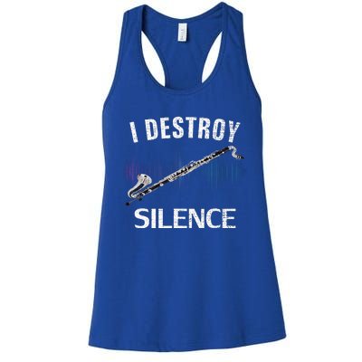 Vintage I Destroy Silence Bass Clarinet Funny Orchestra Gift Women's Racerback Tank