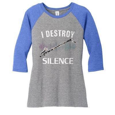 Vintage I Destroy Silence Bass Clarinet Funny Orchestra Gift Women's Tri-Blend 3/4-Sleeve Raglan Shirt