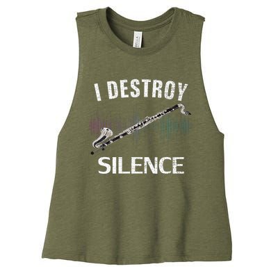 Vintage I Destroy Silence Bass Clarinet Funny Orchestra Gift Women's Racerback Cropped Tank