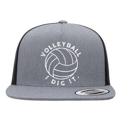 Volleyball I Dig It Funny Flat Bill Trucker Hat