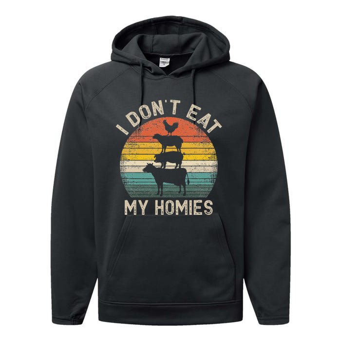 Vegetarian I DonT Eat My Homies Funny Vegan Performance Fleece Hoodie