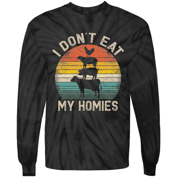 Vegetarian I DonT Eat My Homies Funny Vegan Tie-Dye Long Sleeve Shirt